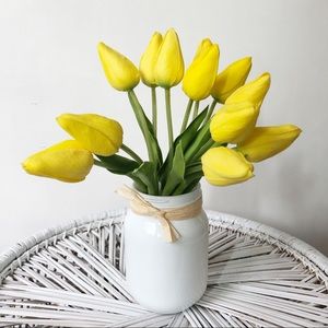 Faux yellow tulips arrangement